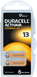Duracell Size 13 Hearing Aid Batteries - DA13B6 EasyTab - 60 Battery Box