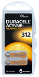 Duracell Size 312 Hearing Aid Batteries - DA312B6 EasyTab - 60 Battery Box