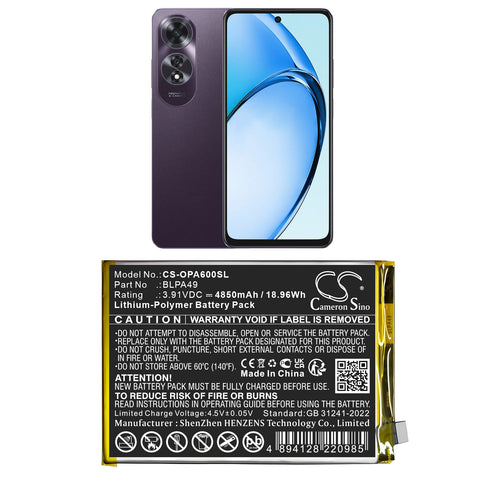 Oppo CPH2631 Battery 3.91V 4850mAh Li-Polymer - Compatible Replacement