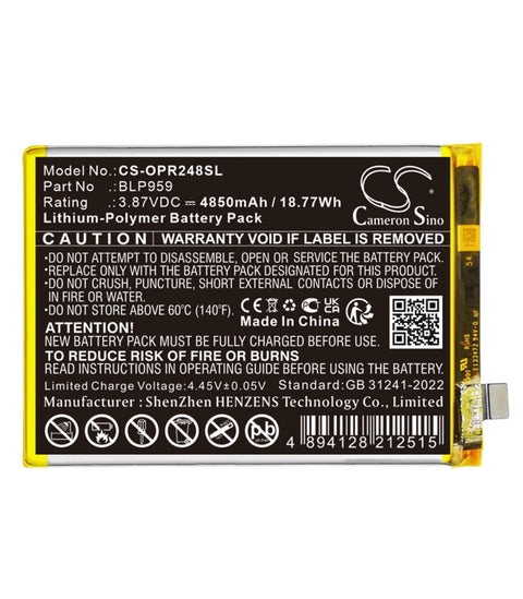 Oppo Reno8 T 4G Battery 3.87V 4850mAh Li-Polymer - Compatible Replacement