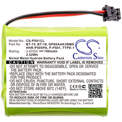 GP GP60AAK3BMS Battery 3.6V 700mAh Ni-MH - Compatible Replacement