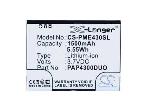 Prestigio MultiPhone 4300 Duo Battery 3.7V 1500mAh Li-Ion - Compatible Replacement