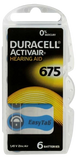 Duracell Size 675 Hearing Aid Batteries - DA675B6 EasyTab - 60 Battery Box