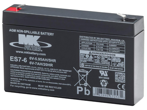 MK ES7-6 Battery - 6V 7Ah Sealed AGM