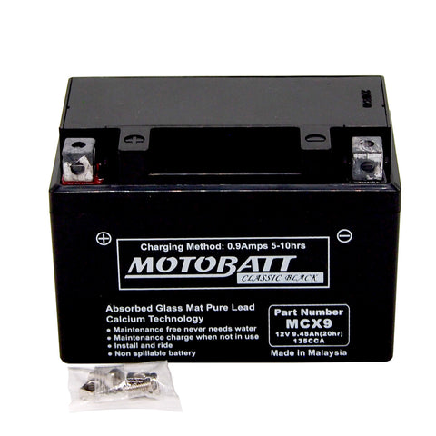 Motobatt MCX9 Battery - Sealed AGM Classic Black
