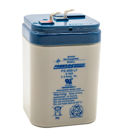Power Sonic PS-650 LF Battery - 6 Volt 5 Amp Hour (Fast On Terminals)