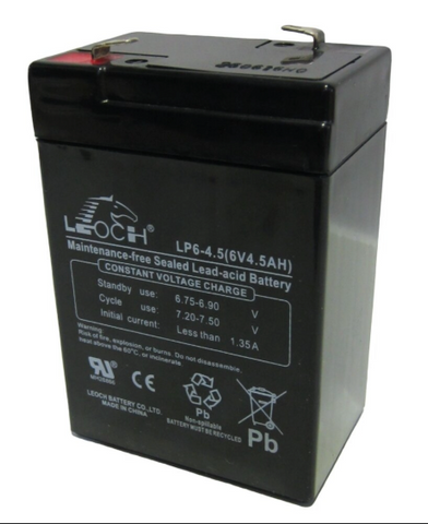 Leoch LP6-4.5 Battery - 6V 4.5Ah AGM - .187" Terminals