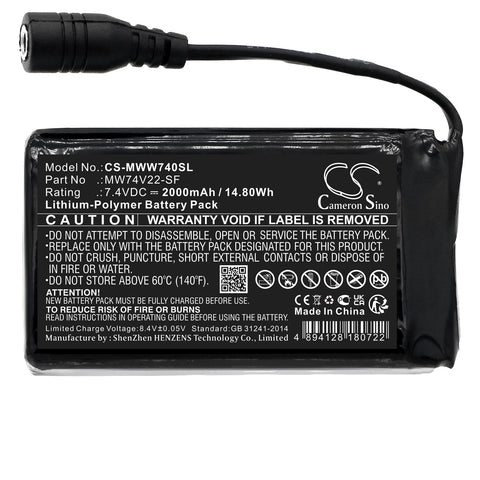 Mobile Warming Baselayers Battery 7.4V 2000mAh Li-Polymer - Compatible Replacement