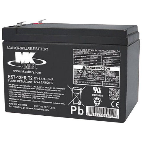 MK ES7-12FR T2 Battery - 12V 7Ah Sealed AGM (Flame Retardant)