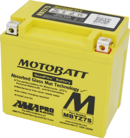 Motobatt MBTZ7S Battery - 12V 6.5Ah 130CCA Sealed AGM