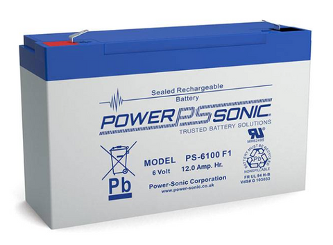 Power Sonic PS-6100 F1 Battery - 6 Volt 12 Amp Hour - .187" Terminals