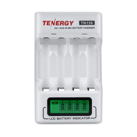Tenergy TN156 4-Bay Rechargeable AA/AAA NiMH LCD Smart Charger (01156)