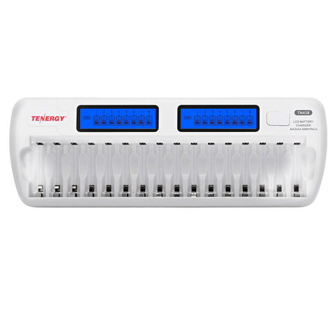 Tenergy TN438 NiMH/NiCd AA/AAA 16-Bay LCD Battery Charger (01438)