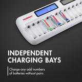 Tenergy TN438 NiMH/NiCd AA/AAA 16-Bay LCD Battery Charger (01438)