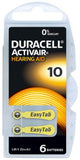 Duracell Size 10 Hearing Aid Batteries - DA10B6 EasyTab - 60 Battery Box