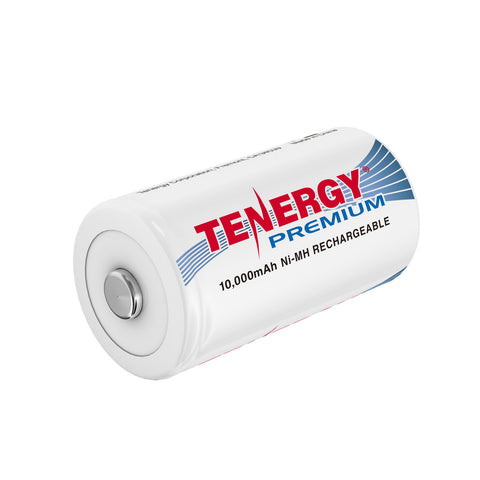 Tenergy 10105 Battery - 1.2V 1000mAh D Cell NiMH - Button Top - 96 Pieces
