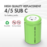 Tenergy 4/5 Sub C 2000mAh NiMH Flat Top Rechargeable Battery (10511)