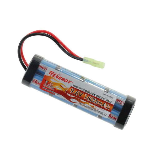 Tenergy Airsoft NiMH 9.6V 1600mAh Flat Battery Pack w/ Mini (11424)