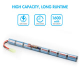 Tenergy Airsoft NiMH 9.6V 1600mAh Stick Battery Pack w/ Mini (11425)