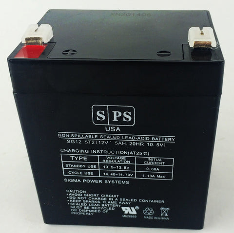 Sigma SG1250T2 12V 5Ah AGM battery, label and terminal view