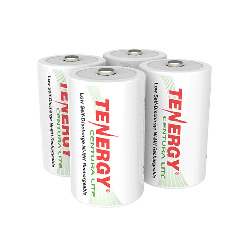 4pcs Tenergy Centura Lite NiMH D 1.2V 3000mAh Rechargeable (19674)