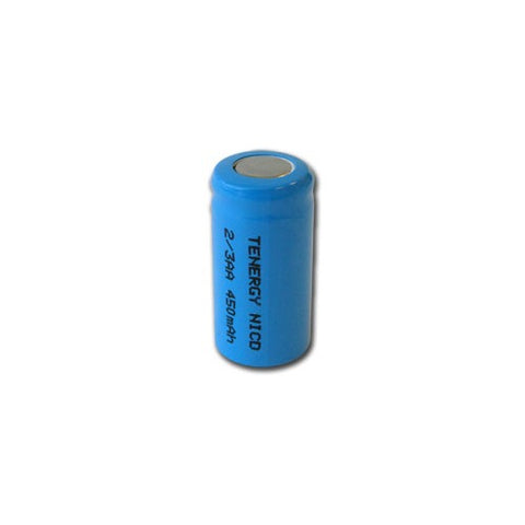 Tenergy 2/3AA 450mAh NiCd Flat Top Rechargeable Battery (20101)