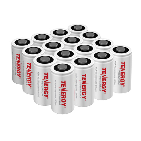 16 pack, Tenergy Premium CR123A 3V Lithium Battery, PTC (30723)