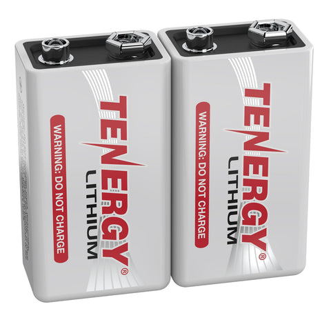 Tenergy 2-Pack 9V Lithium Battery, 1200mah with 10 years shelf (30729)