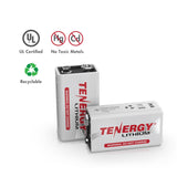 Tenergy 2-Pack 9V Lithium Battery, 1200mah with 10 years shelf (30729)