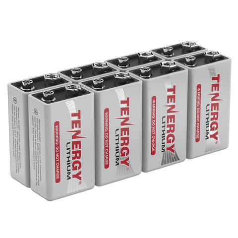 8-Pack, Tenergy 9V Lithium Battery, 1200mah with 10 years (30731)
