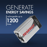 Combo: 4pcs Tenergy 9V 600mAh Li-ion Rechargeable Batteries (39196)