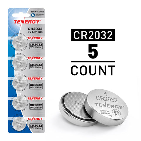 Tenergy CR2032 3V Lithium Button Cells, 5pcs (1 Card) (40002)