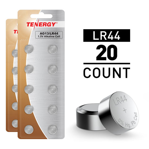 Tenergy AG13 / LR44 1.5V Alkaline Button Cells, 20pcs (2 x (40033)