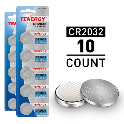 Tenergy CR2032 3V Lithium Button Cells, 10pcs (2 x Cards) (40037)