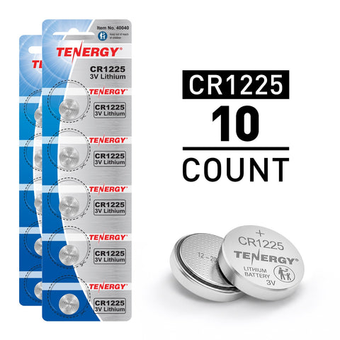 Tenergy CR1225 3V Lithium Button Cells, 10pcs (1 Cards) (40041)