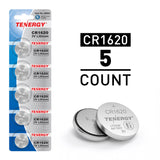 Tenergy CR1620 3V Lithium Button Cells, 5pcs (1 Card) (40062)