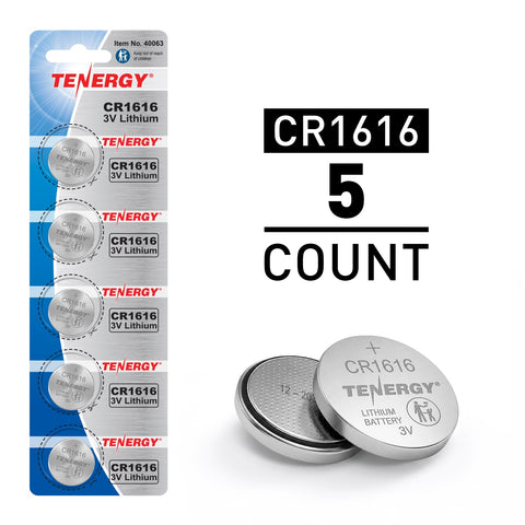 Tenergy CR1616 3V Lithium Button Cells, 5pcs (1 Card) (40063)