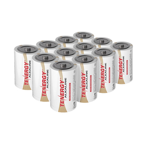 Tenergy 12pcs D Size (LR20) Alkaline Batteries (40903)