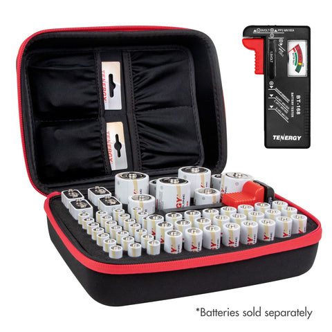Tenergy Battery Organizer Storage Case With Tester, Includes (80524)