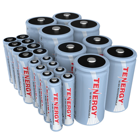Combo: Tenergy NiMH Rechargeable Batteries (8AA/8AAA/4C/4D) (90101)