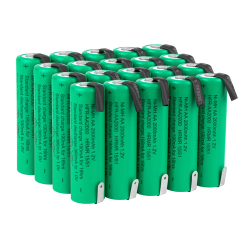 Tenergy 20pcs AA 2000mAh NiMH Rechargeable Batteries w/ Tabs (90125)