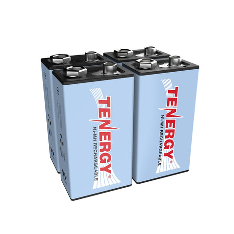 Tenergy NiMH 9V 250mAh Rechargeable Batteries, 4-pack (90165)