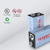 Tenergy NiMH 9V 250mAh Rechargeable Batteries, 4-pack (90165)
