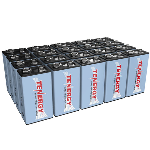 Combo: 20pcs Tenergy 9V 250mAh NiMH Rechargeable Batteries (90167)