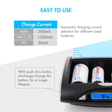 Combo: Tenergy T9688 Universal LCD Battery Charger + 22 NiMH (90192)