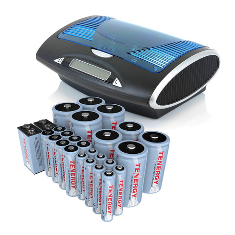 Combo: Tenergy T9688 Universal LCD Battery Charger + 26 NiMH (90193)