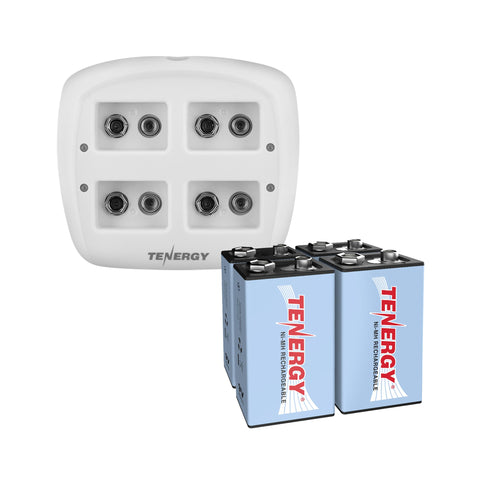 Combo: Tenergy TN136 4-bay 9V Smart Charger + 4pcs 9V 250mAh (90238)