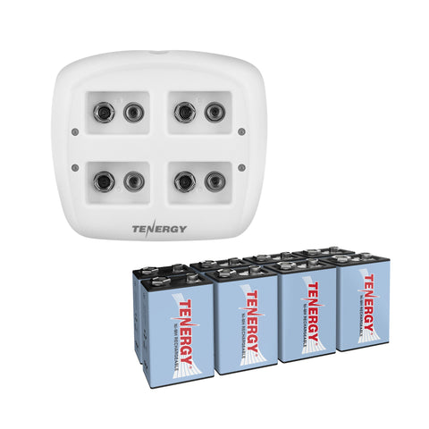 Combo: Tenergy TN136 4-bay 9V Smart Charger + 8pcs 9V 250mAh (90239)