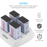 Combo: Tenergy TN136 4-bay 9V Smart Charger + 8pcs 9V 250mAh (90239)