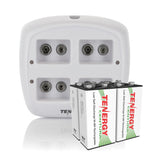 Combo: Tenergy TN136 4-bay Charger + 4 pcs Centura NiMH 9V (90240)